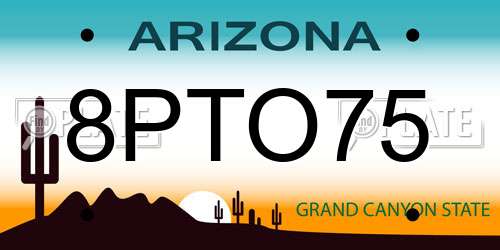 8PTO75 Arizona License Plate