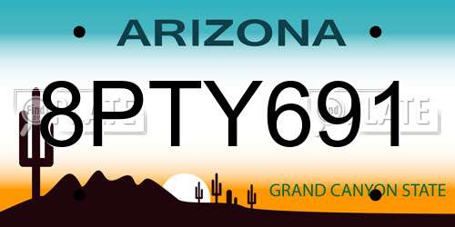 8PTY691 Arizona License Plate