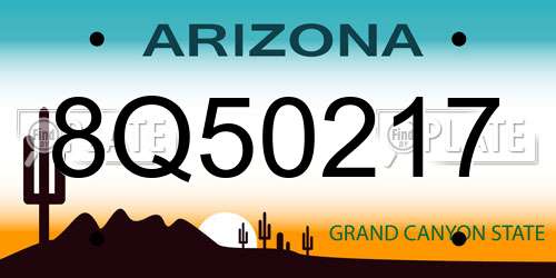 8Q50217 Arizona License Plate