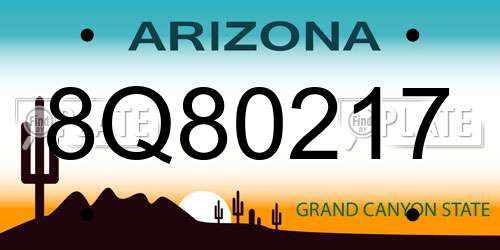 8Q80217 Arizona License Plate