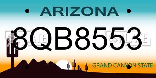 8QB8553 Arizona License Plate