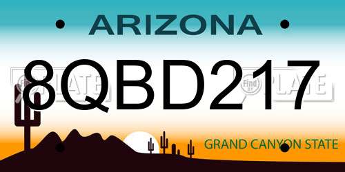 8QBD217 Arizona License Plate