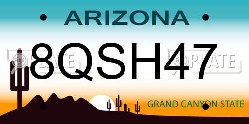 8QSH47 Arizona License Plate