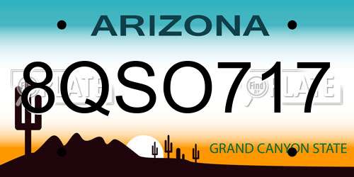 8QSO717 Arizona License Plate