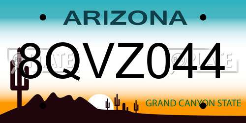 8QVZ044 Arizona License Plate