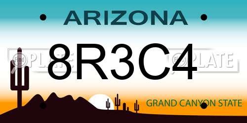 8R3C4 Arizona License Plate