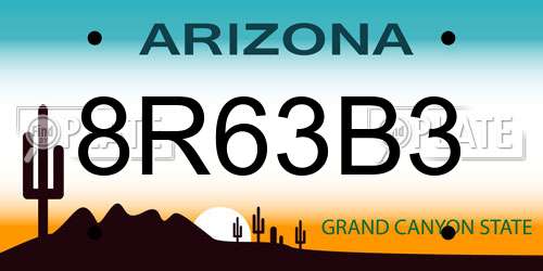 8R63B3 Arizona License Plate