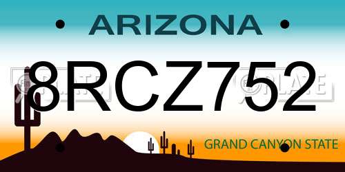 8RCZ752 Arizona License Plate