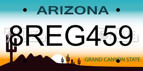 8REG459 Arizona License Plate