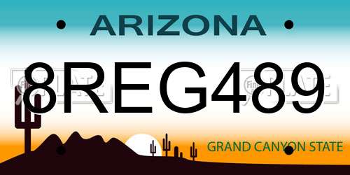 8REG489 Arizona License Plate
