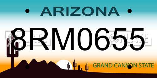 8RM0655 Arizona License Plate