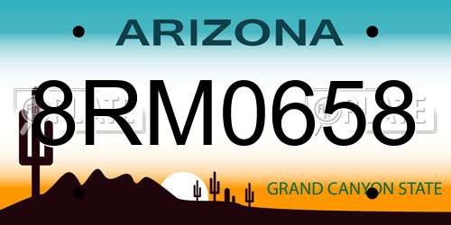 8RM0658 Arizona License Plate