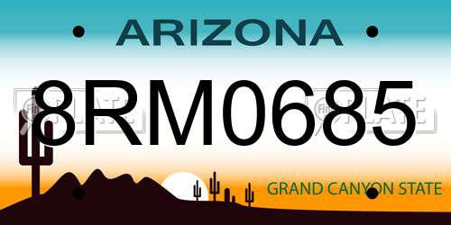 8RM0685 Arizona License Plate