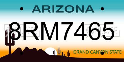 8RM7465 Arizona License Plate