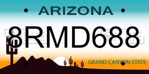 8RMD688 Arizona License Plate