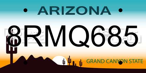 8RMQ685 Arizona License Plate
