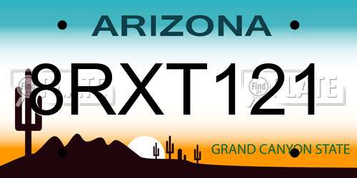 8RXT121 Arizona License Plate