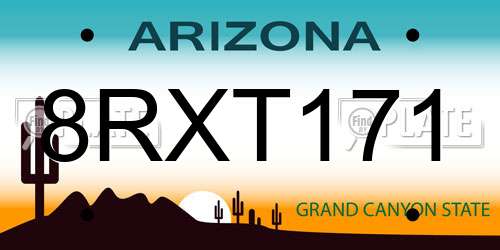 8RXT171 Arizona License Plate
