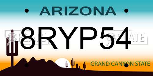8RYP54 Arizona License Plate