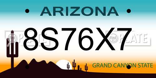 8S76X7 Arizona License Plate