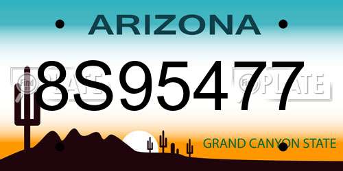 8S95477 Arizona License Plate