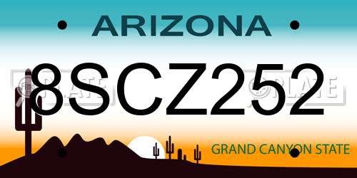 8SCZ252 Arizona License Plate