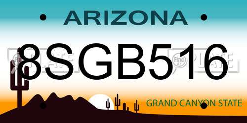 8SGB516 Arizona License Plate