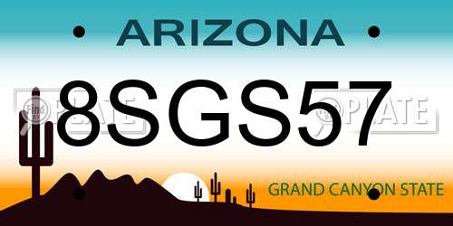 8SGS57 Arizona License Plate