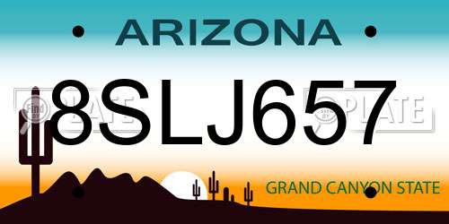 8SLJ657 Arizona License Plate