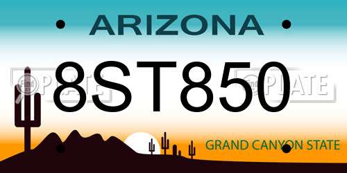 8ST850 Arizona License Plate