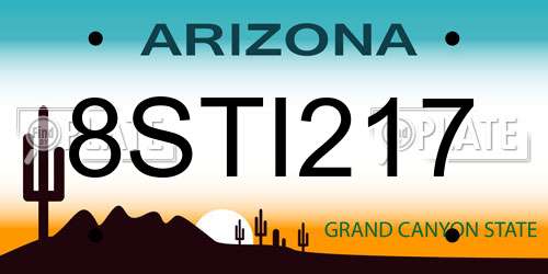 8STI217 Arizona License Plate
