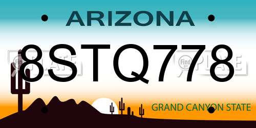8STQ778 Arizona License Plate