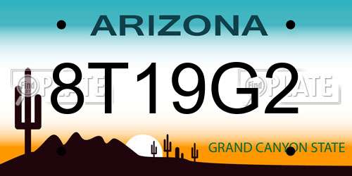 8T19G2 Arizona License Plate