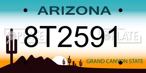 8T2591 Arizona License Plate