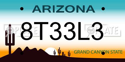 8T33L3 Arizona License Plate