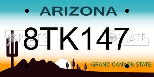 8TK147 Arizona License Plate