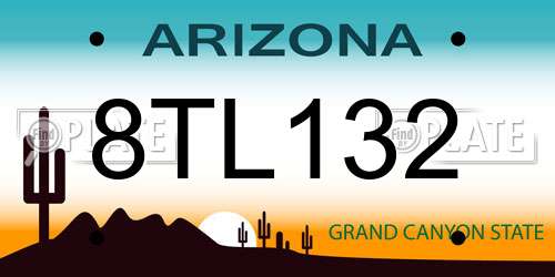 8TL132 Arizona License Plate