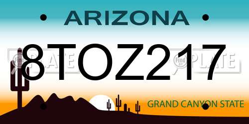 8TOZ217 Arizona License Plate