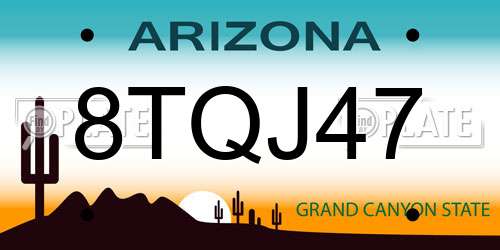 8TQJ47 Arizona License Plate