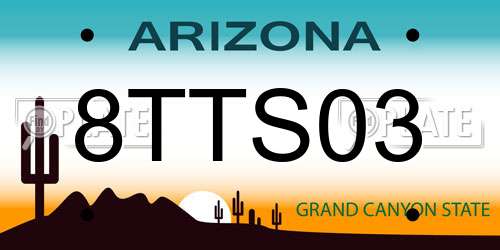 8TTS03 Arizona License Plate