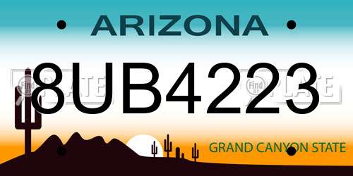 8UB4223 Arizona License Plate