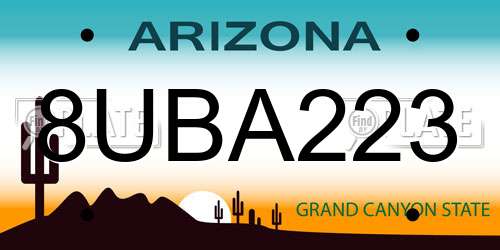 8UBA223 Arizona License Plate