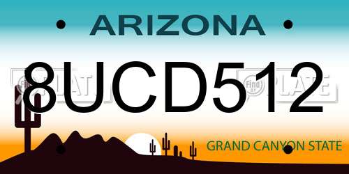 8UCD512 Arizona License Plate