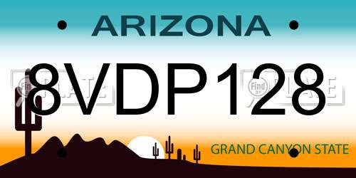 8VDP128 Arizona License Plate