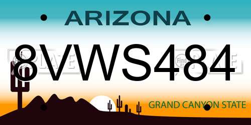 8VWS484 Arizona License Plate