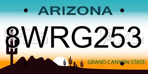 8WRG253 Arizona License Plate