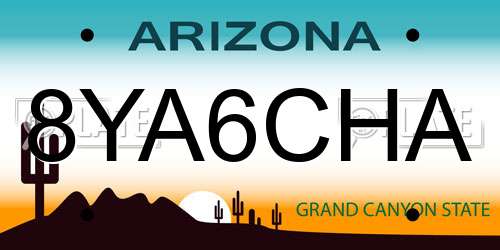 8YA6CHA Arizona License Plate