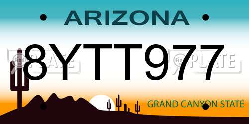 8YTT977 Arizona License Plate
