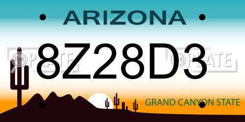 8Z28D3 Arizona License Plate