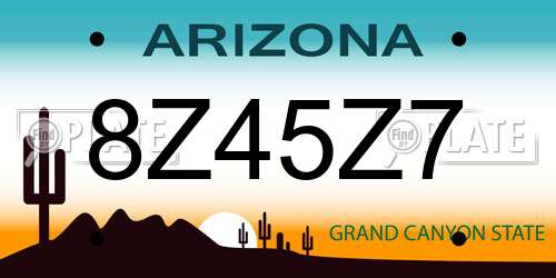 8Z45Z7 Arizona License Plate